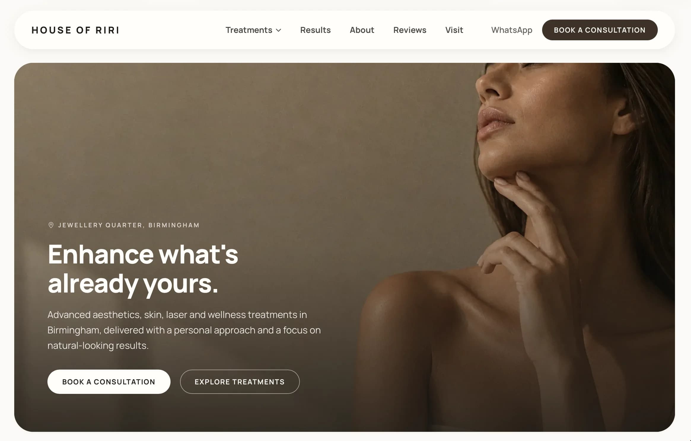 A real bespoke Aesthetix clinic website, built and hosted for the clinic's own brand